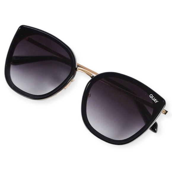 QUAY Flat Out Sunglasses Black Gold Frame Black Gradient Lens NWT - Picture 13 of 13